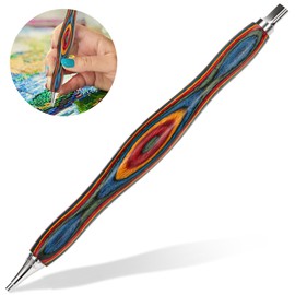 Cateared Rainbow Wood Diamond Painting Pen with Metal Tips, Diamond Painting Pen Tools Accessories Ergonomic Design, Premium Drill Pen 5D Diamond Art Pen Accessories with Multiplacer