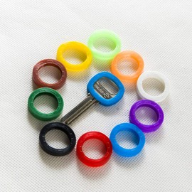 10 Pack Silicone Key Cap Tags,Plastic Key Identifier Rings,Key ID Rings,1 Pcs Each Color,10 Colors in Total