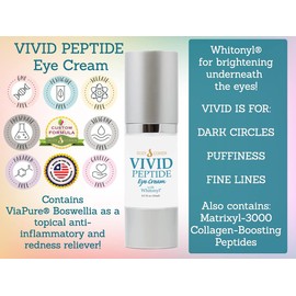 VIVID Peptide Eye Cream with Whitonyl for Dark Circles, Puffiness and Fine Lines - Brightens and Boosts Collagen for Firmness and Hydration
