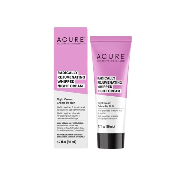 Acure, Crema nocturna para atenuar arrugas con multi peptidos, vitamina
