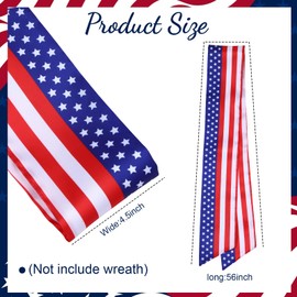 Wreath Sash for Front Door,Patriotic Satin Sash for Wreath Embroidery Monogram Garland Ribbon Accessories,4.5 x 56 in,No Fading,Indoor Outdoor Wall Party Easter,Home Decor