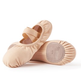 SANGEESON Women's Ballet Shoes Stretch Canvas Dance Slippers Nude