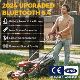 Kalence Bluetooth 5.4 Hearing Protection with 120H Working Time, 30dB Safety Earmuffs, Rechargeable Bluetooth Work Headphones, Ear Protection for Mowing, Workshops, Construction, Snowblowing, Pink