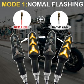 4PCS Universal Motorcycle Turn Signals LED 12V 3 Wire Flowing Indicator Lights 14 Bulbs Compatible with Motorbike Scooter Quad Cruiser Yamaha Harley Suzuki Off Road