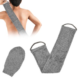 Back Scrubber for Shower, Bamboo Fibre Scrubber Sponge Back Brush and Exfoliating Glove Body, Shower Gloves Exfoliation, Back Loofah Massage Strap for Removing Dead Skin