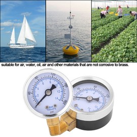 Pressure Gauge, 0-200psi 0-14bar Hydraulic Water Pressure Gauge 40 mm Gauge 1/8 Inch NPT for Bar / PSI Measurement