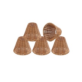Aspen Creative 51003 Empire Clip-On Chandelier Lamp Shade, Natural Rattan, 3" Top x 6" Bottom x 5-1/4" Slant Height