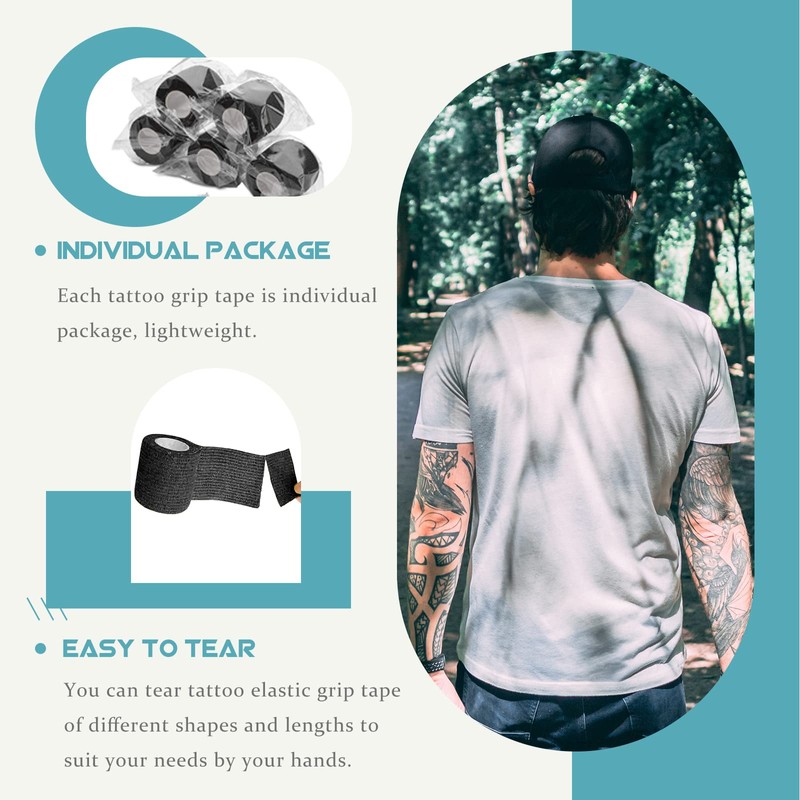 WZPB Tattoo Grip Tape - 12PCS Tattoo Grip Wrap Black