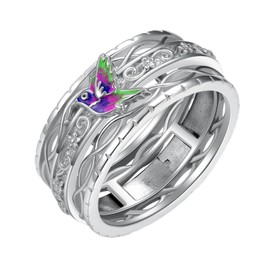 Cujiesp Hummingbird Ring 925 Sterling Silver Spinner Fidget Anxiety Relieve Worry Stress Relieving Boredom Bird Ring Animal Jewelry Gift Decor for Women, Sterling Silver, No Gemstone