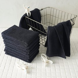 GamachaTowel Face Towels, 22 Colors, Black, Set of 3, Easy to Use for Kitchen and Bathroom Hand Wipes, 100% Cotton, Skin-friendly, Absorbent, Quick Drying, Normal Size, Yu-Packet, Mailing
