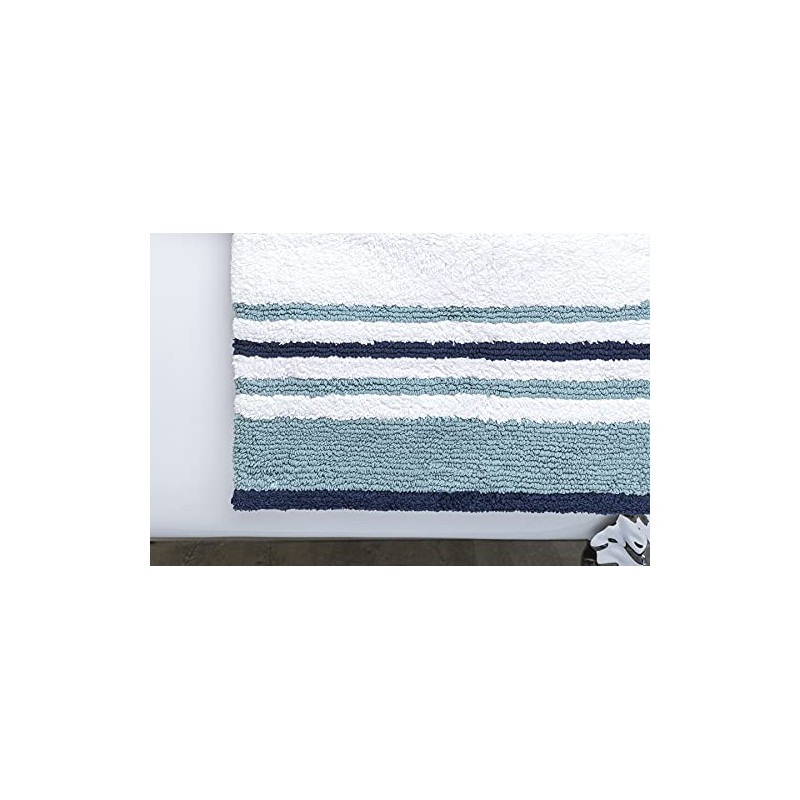 BALTIC LINEN COMPANY, Waves Bath Rug, Blue
