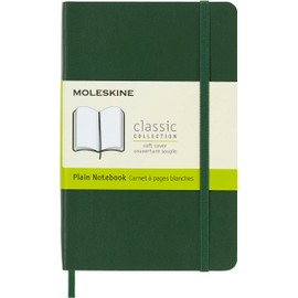 Moleskine Classic Plain Paper Notebook - Soft Cover and Elastic Closure Journal - Color Myrtle Green - Pocket 9 x 14 A6 - 192 Pages