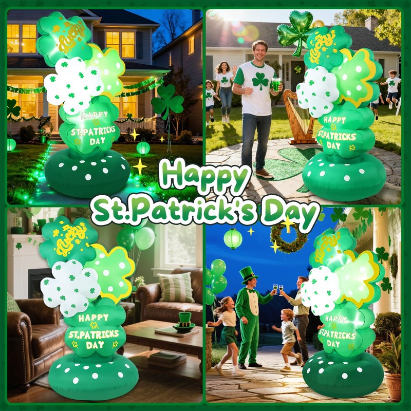 Halfjuly 5.6FT St Patricks Day Inflatables – Inflatable Shamrock Tower