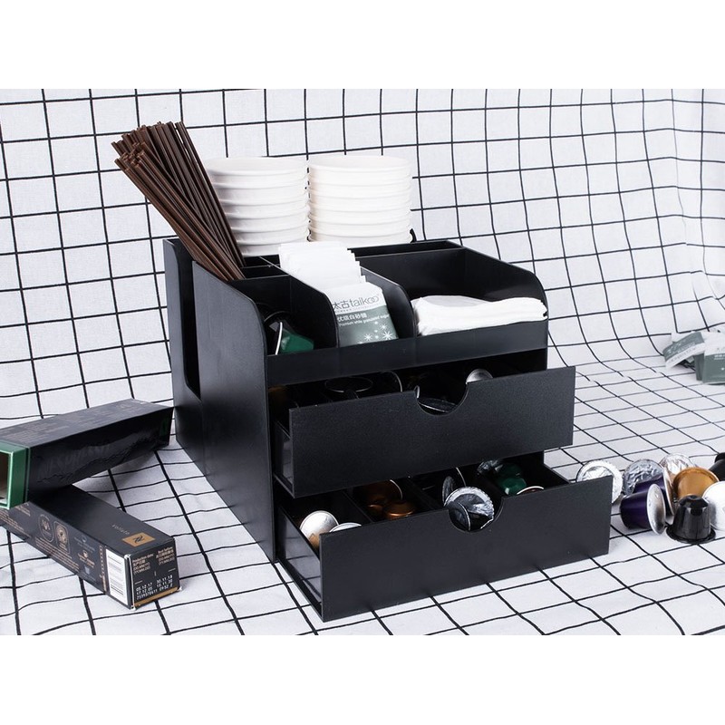 Vencer Coffee Condiment and Accessories Caddy Organizer,Black VCO-002