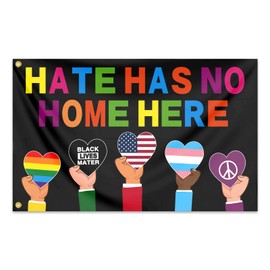 Bandera de Hate Has No Home Here de 3 x 5 pies, con bandera de Hate Has No Home Here de poliéster duradero, banderas de inclusión de diversidad equitativa para decoración de carteles en interiores y