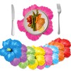 30 Pcs Disposable Flower Placemats, Colourful Hibiscus Flower Decorative Placemats,
