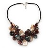 Avalaya Multicoloured Shell-Composite Leather Cord Chunky Style Necklace - 44cm