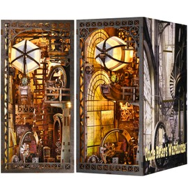 ETKVR ETKVR Book Nook Kit, DIY 3D Wooden Puzzle Bookend Booknook Miniature Doullhouse Kit for Bookshelf Decoration, Book Nook Kits for Adults DIY Booknook Model Build