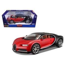 DCD 2016 Bugatti Chiron Diecast Model Car 1/18 Scale Red with Black Wheels Bburago Sport Vehicle Toys
