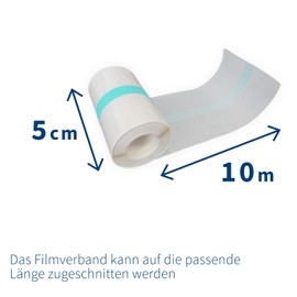 ABENA Folienverband, 10m x 5cm, 1 Stück, Filmverband, Filmrolle, Wundverband, Pflaster, Transparent, Latexfrei, Unsteril