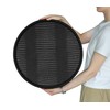 HofferRuffer Round Serving Tray 20'', Elegant Faux Leather Circle Ottoman
