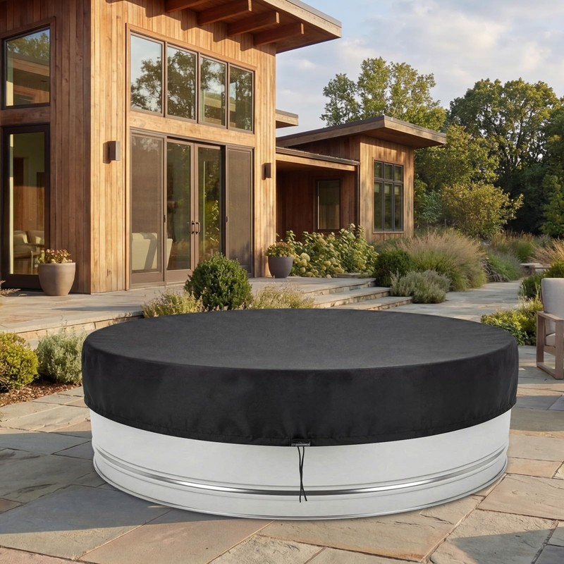 Mindsoft 12 ft Round Stock Tank Pool Cover 210d Oxford