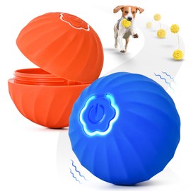 QUERZIS Interactive Dog Toy, Smart Dog Ball 2.4 inch Moving & Bouncing Ball for Small/Medium/Large Dogs, Come with Orange Replacement Shell and Plush Cover, Durable Motion Activated Automatic Toy