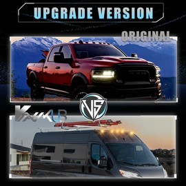 VANKUB 5 PCS Smoked Lens LED Cab Roof Marker Lights for 2014-2023 Dodge RAM PROMASTER 1500 2500 3500 Led Roof Running Lights, Amber 18 LED Roof Top Clearance Lights for RAM PROMASTER 1500 2500 3500