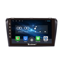 Kunfine Car Android Navigation Stereo GPS Radio Reverse Camera Display 9" IPS Touchscreen Headunit Tablet Pad Media Player for Mazda 3 2004-2010, if Applicable Quad Core 1G+16G