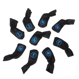 9PCS PU Leather Waterproof Thicken Plush Golf Putter Head Cover Iron Club Headcovers AccessoryBlack