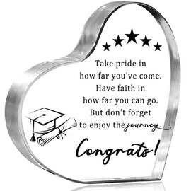 Graduation Gifts for Her/Him 2025 Inspirational Grad Heart Acrylic Keepsake Sign,College High School Graduation Gifts,Graduations Party Decorations Favors (Transparent-Take Pride in)