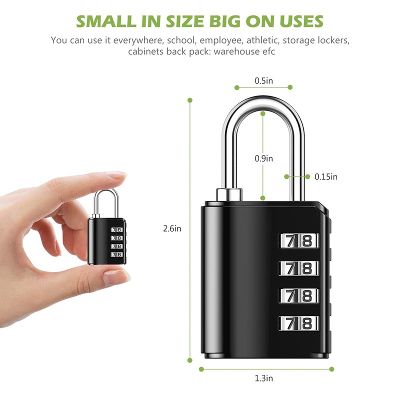 KeeKit Combination Lock, Resettable 4 Digit Combination Padlock with Keys,
