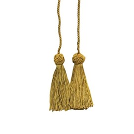 Turkish Head Double Tassel Curtain and Drapery Tieback/Holdback, 3 3/4" Tassel (9.5cm) 27" Spread (68.5cm) # BHCT, Antique Gold #C4 (Dark Yellow Gold) Set of 2