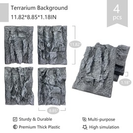 Sysmashing 4pcs Rock Terrarium Background,3D Reptile Tank Background Board,Amphibian Stereo Backdrop Wall,Lizard Snake Gecko Spider Chameleon Turtle Fish pet silo Background Decorative Panel