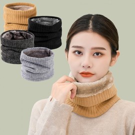 1+1 Mild Knit Fleece-Lined Winter Thermal Neck Warmer Black / Dark Gray