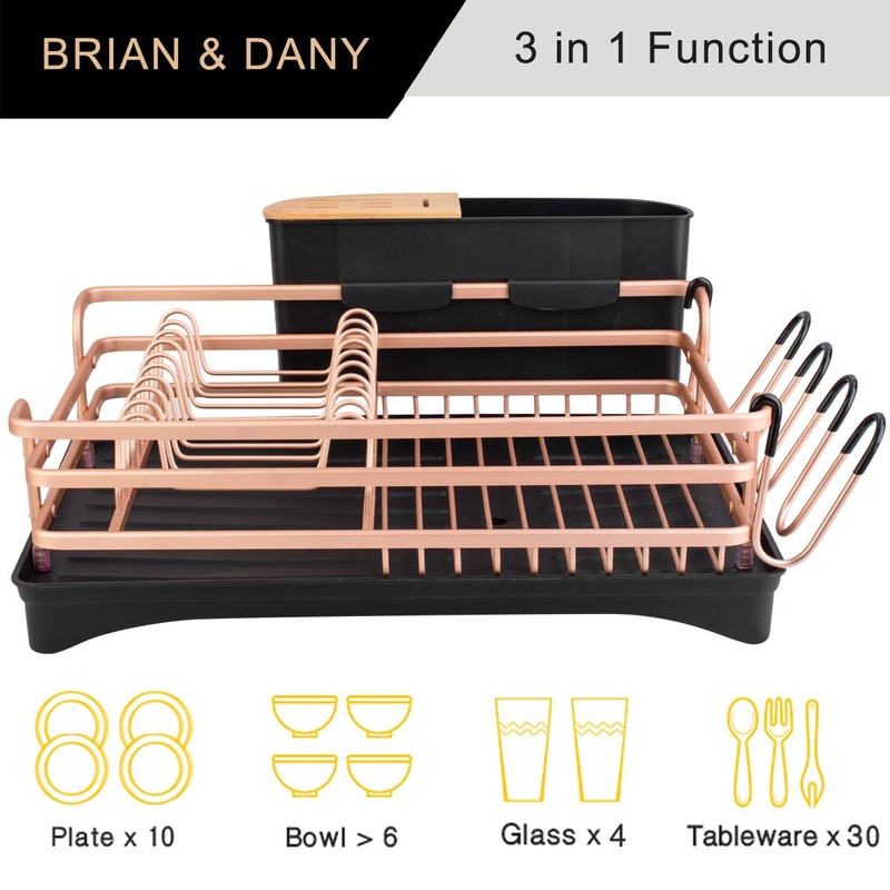 BRIAN & DANY Aluminum Dish Drying Rack, Dish Racks for