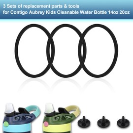 PEUTIER 3pcs Replacement Gaskets for Contigo with 3pcs Silicone Valve, Water Bottle Sealing Ring Snapseal Lid Replacement Water Bottle Accessories for Contigo Aubrey 14oz & 20oz