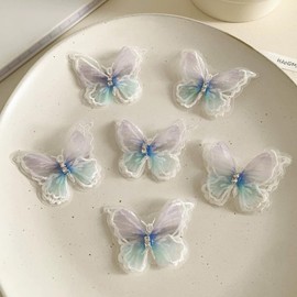 YANHUILAY Butterfly Hair Clip, Hair Clip, Set of 6, Lace, Butterfly, Cute, Flashing, Hair Ornament, Stylish, Popular, Hair Accessories, Parties, Recitals, Birthdays, Weddings, Women's