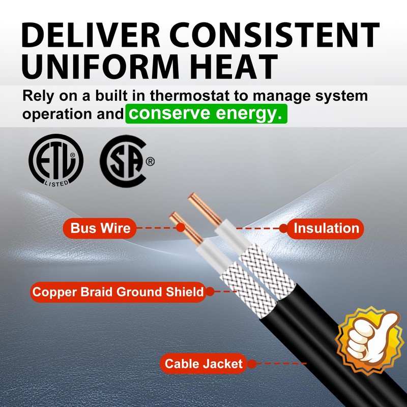 HEATIT Electric Heating Cable for Water Pipes Automatic Heat Tape
