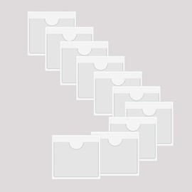 Baitoo Adhesive Clear Pockets,Self Adhesive Clear Label Pockets Adhesive Card Folder Plastic Pockets Holders Sleeves for Index Cards Planners Cabinet Shelf Photo Cd,10Pieces(105x100mm)