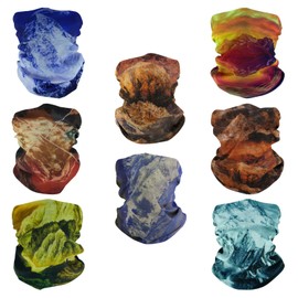 SMEHCF 8 Multipurpose Bandanas for Women Men Headband Balaclava Hair Head Scarf Face Half Airsoft Paintball Mask Neck Gaiters Breathable Reusable Washable Pine Snow Mountain Black