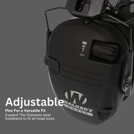 Walker's Razor Tacti-Grip with Rubber Headband (Black) Bundle Shooting Hearing Protection Case (Black) (2 Items)