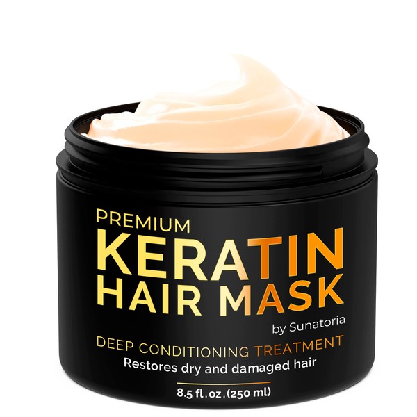 SUNATORIA Keratin Hair Mask - Professional Treatment for Hair Repair, Nourishment & Beauty - for All Hair Types - Vitamin Complex with Omega 3, 9, Vitamin E - Protein Nourishment Masque