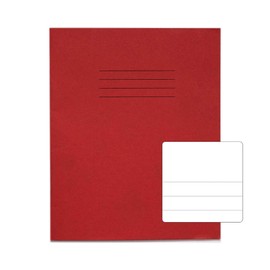 Rhino 8 x 6.5 Exercise Books, 32 Page/Top Half Blank & Bottom Half 15mm Lined Paper Notebook, 10 Pack, Writing Book, Office & School Stationery Supplies, Red