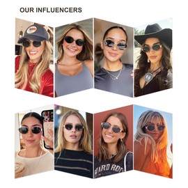 SOJOS Retro Oval Sunglasses for Women Trendy Classic Shades UV400 Protection, Silver/Blue