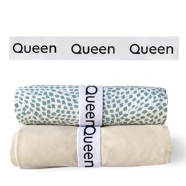 Niagara 2 Pack Bed Sheet Organizer and Storage Label Bands - Fully Elastic Stretchable Linen Closet Organizers and Storage - Bed Sheet Organizer Bands for Bed Sheets, Duvets, Quilts, Linen (Queen)