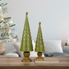 23" Green Christmas Tree Cone on Pedestal with Star Topper