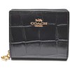 Coach C6092 IMBLK Women's Bifold Wallet, Mini Wallet, Crocodile Pattern,