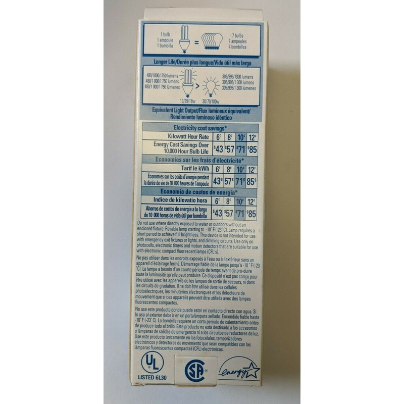 GE-18W- (Soft White) (2700K) (E26 Base) 3 Way (30W/70W/100W) CFL
