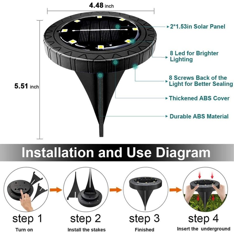 Solar Powered Ground lights 12 Pack,Waterproof LED Solar Lights Outdoor